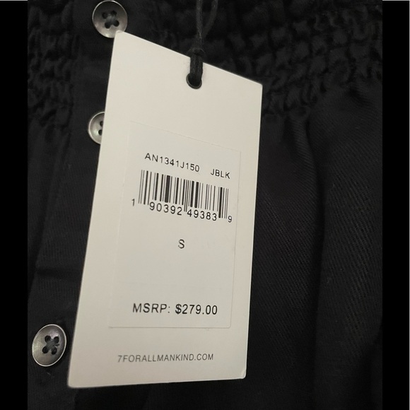 NWT - 7 For All Mankind - Smocked Off-Shoulder Jumpsuit - Jet Black - Size:S - Picture 5 of 5